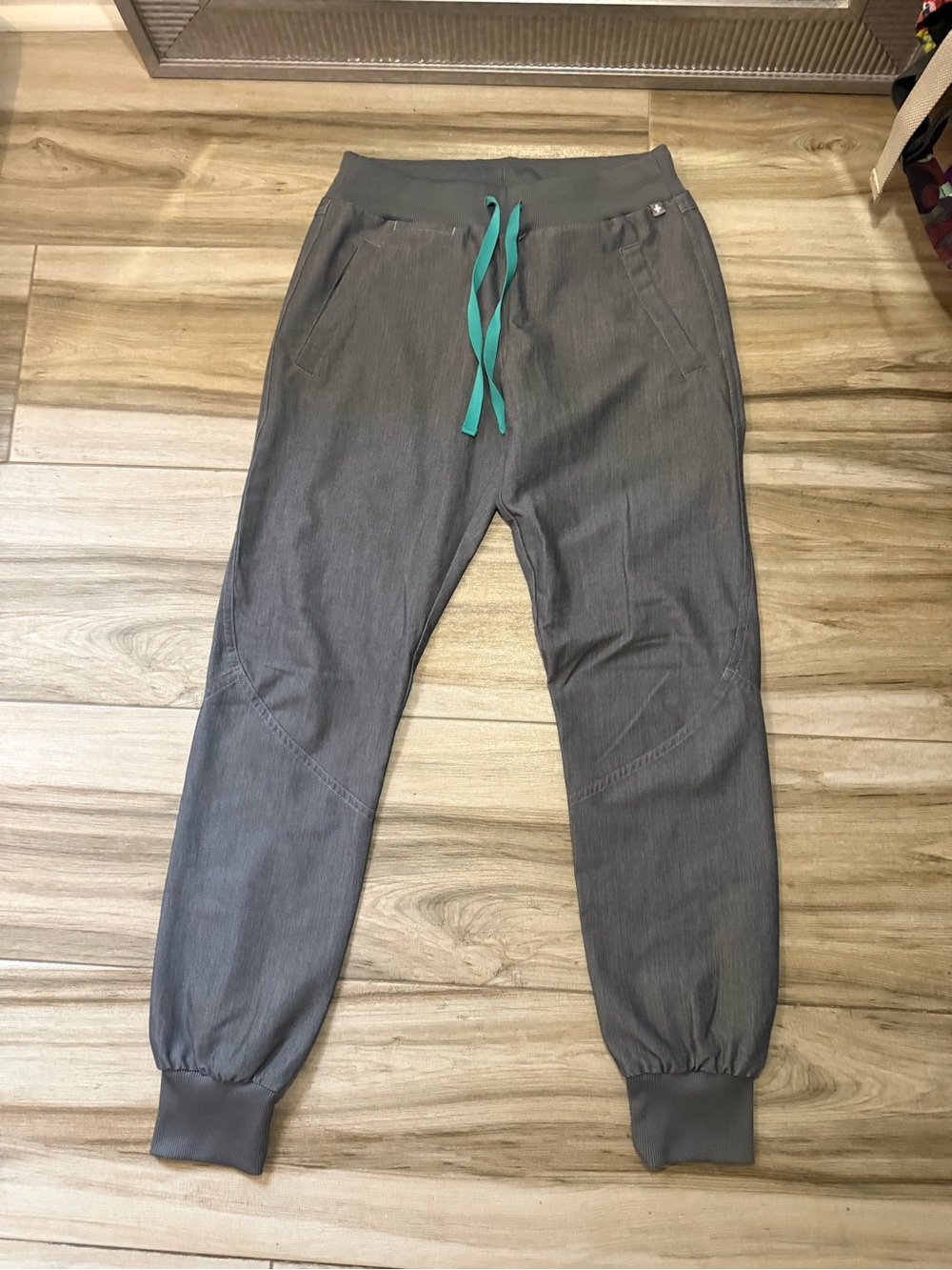 Women’s Gray Jogger Pants with Teal Drawstring
